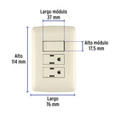 Placa Armada 2 Contactos E Interruptor, Marfil, Línea Italiana
