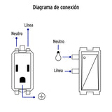 Placa Armada 2 Contactos E Interruptor, Marfil, Línea Italiana