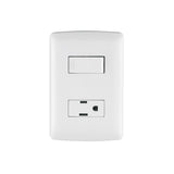 Placa Armada Contacto E Interruptor, Blanco, Línea Italiana