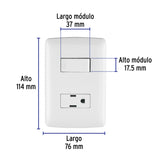Placa Armada Contacto E Interruptor, Blanco, Línea Italiana