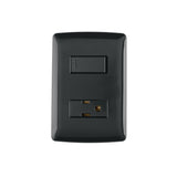 Placa Armada Contacto E Interruptor, Negro, Línea Italiana