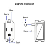 Placa Armada Contacto E Interruptor, Negro, Línea Italiana