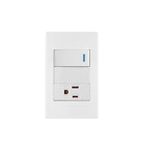 Placa Armada 1 Interruptor, 1 Contacto, 1mod, Española, Blanco