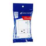 Placa Armada 1 Interruptor, 1 Contacto, 1mod, Española, Blanco