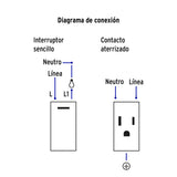 Placa Armada 1 Interruptor, 1 Contacto, 1mod, Española, Blanco