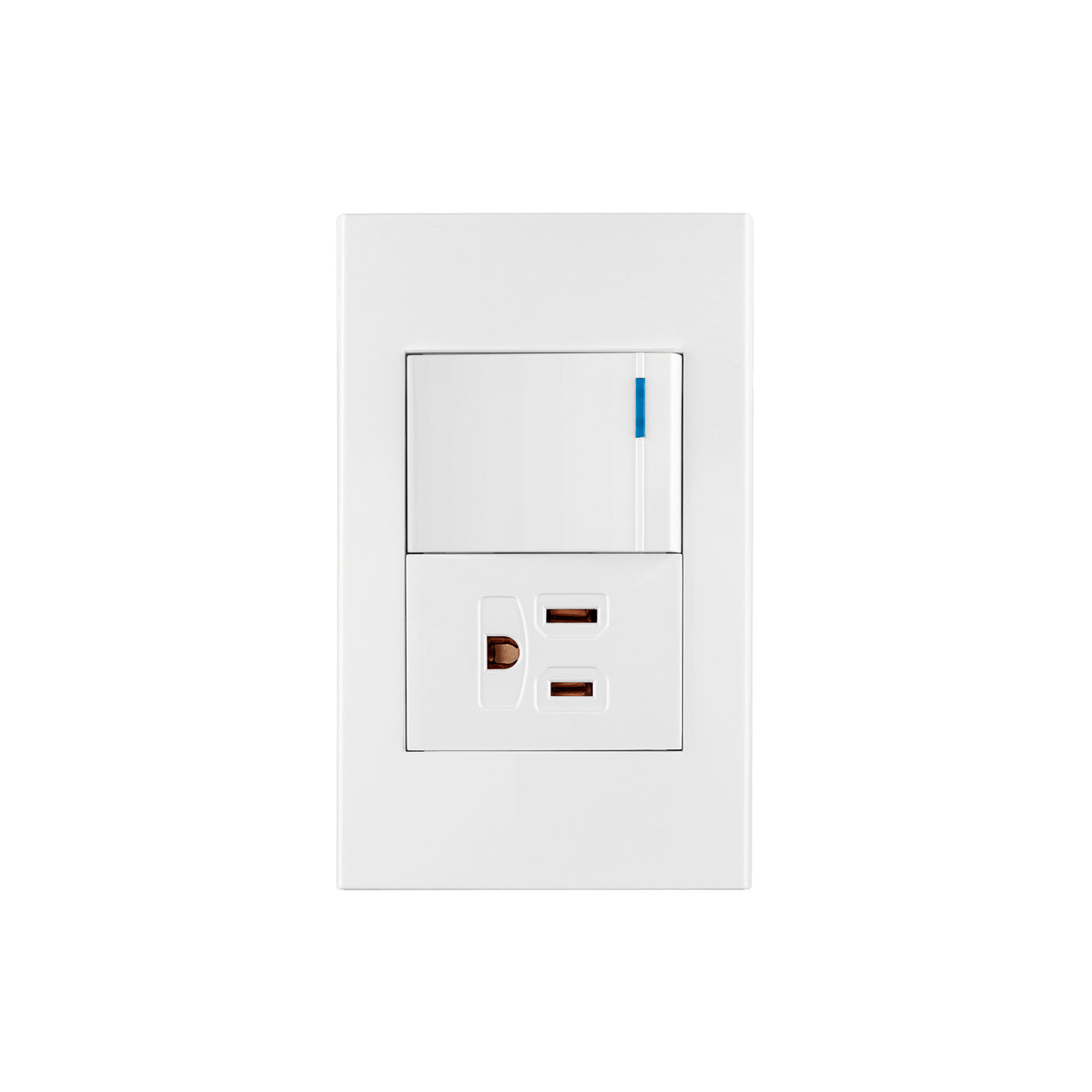 Placa Armada 1 Interruptor, 1contacto, 1.5mod, Española, Blanco