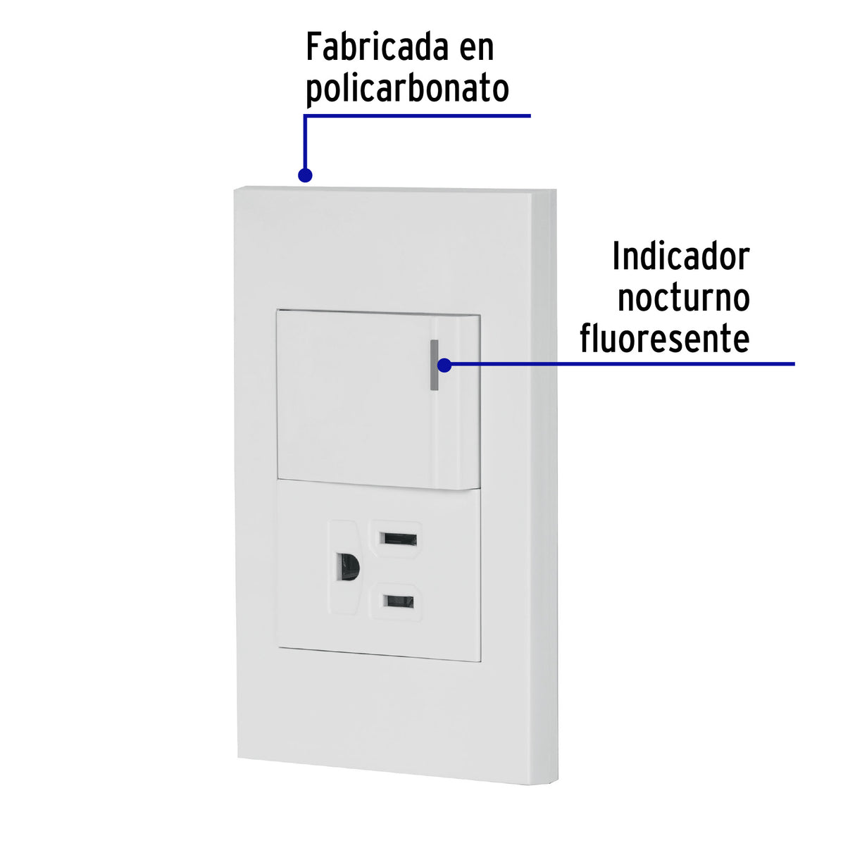 Placa Armada 1 Interruptor, 1contacto, 1.5mod, Española, Blanco