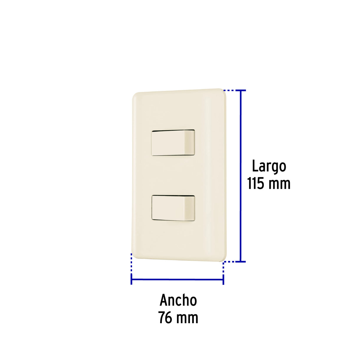 Placa Armada, 2 Interruptores, Marfil, Volteck