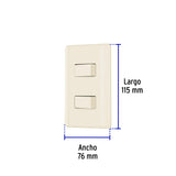 Placa Armada, 2 Interruptores, Marfil, Volteck