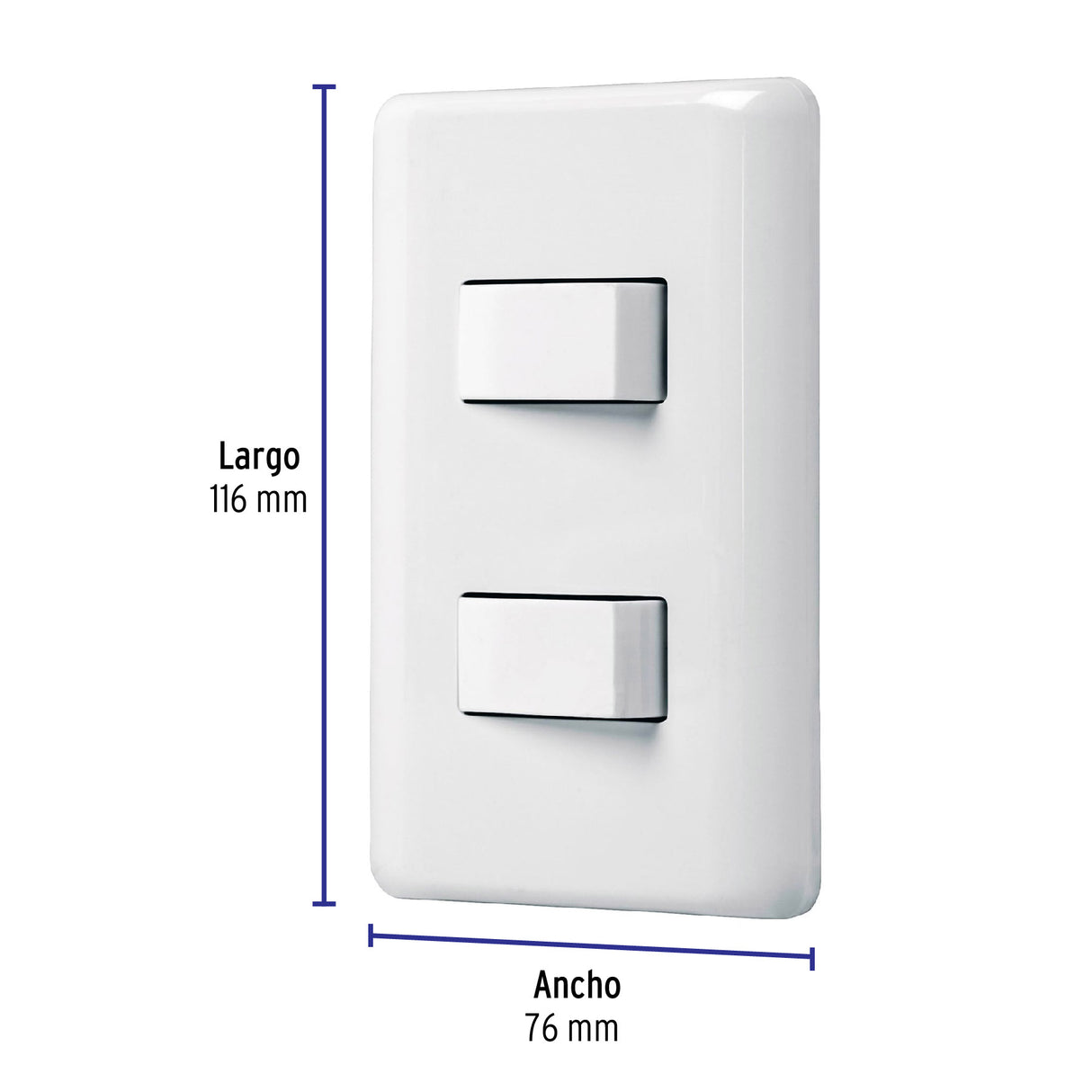 Placa Armada con 2 Interruptores Sencillos, Volteck Basic