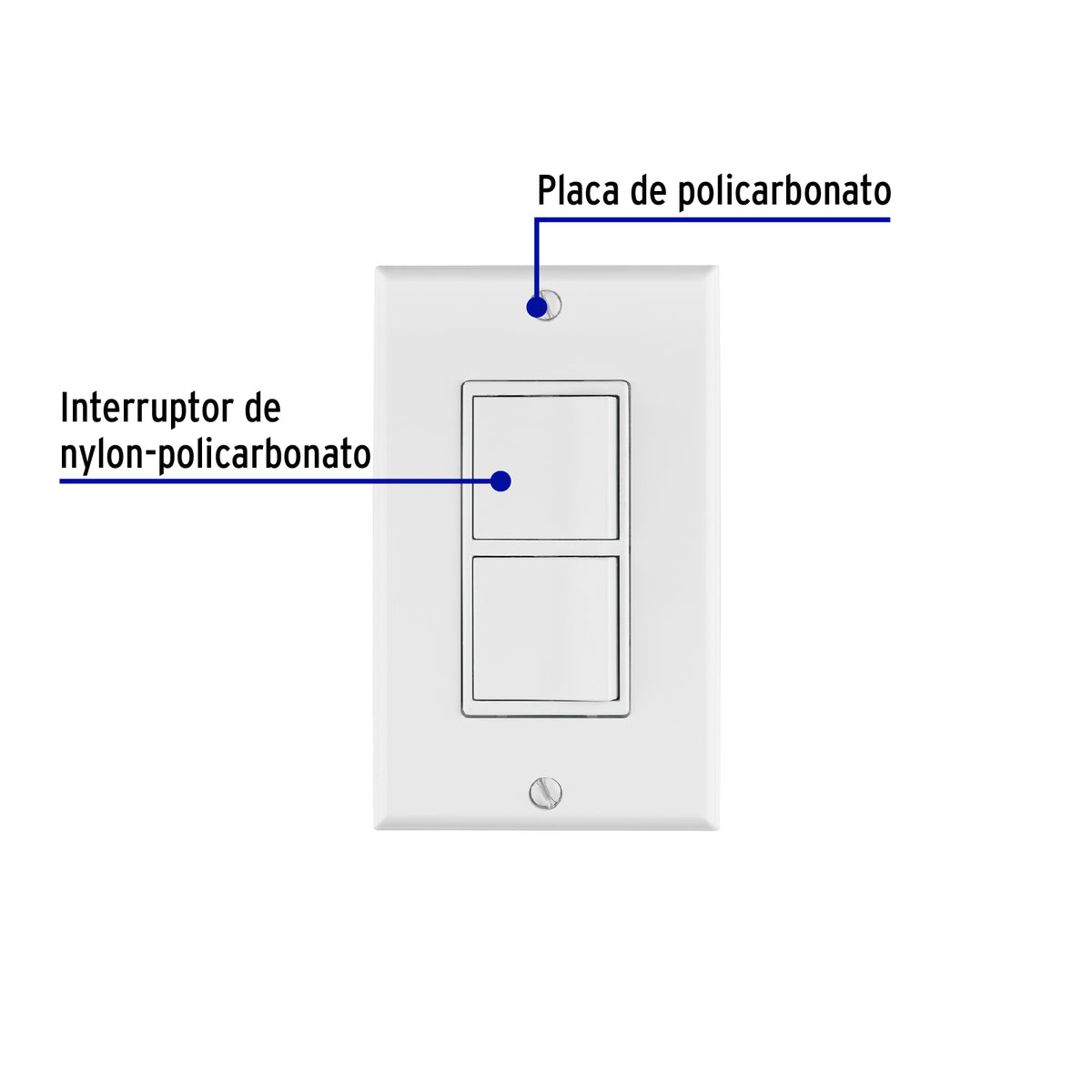 Placa Armada con 2 Interruptores Sencillos, Línea Classic