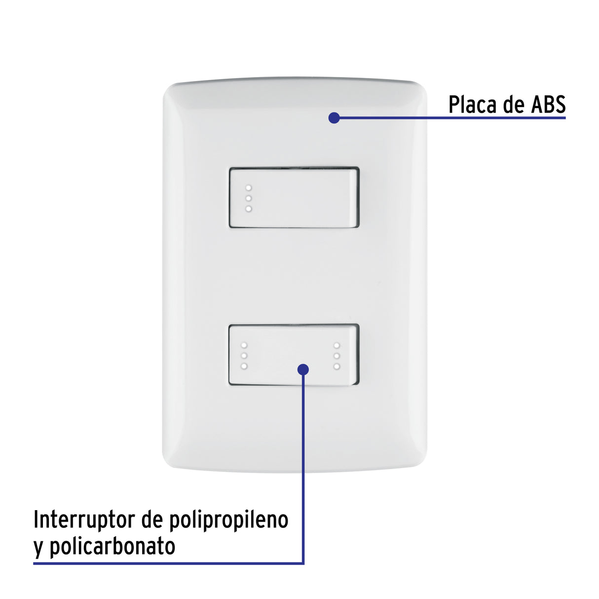 Placa Armada 1 Interruptor 1 Escalera, Blanco, Línea Italiana