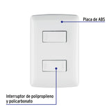 Placa Armada 1 Interruptor 1 Escalera, Blanco, Línea Italiana