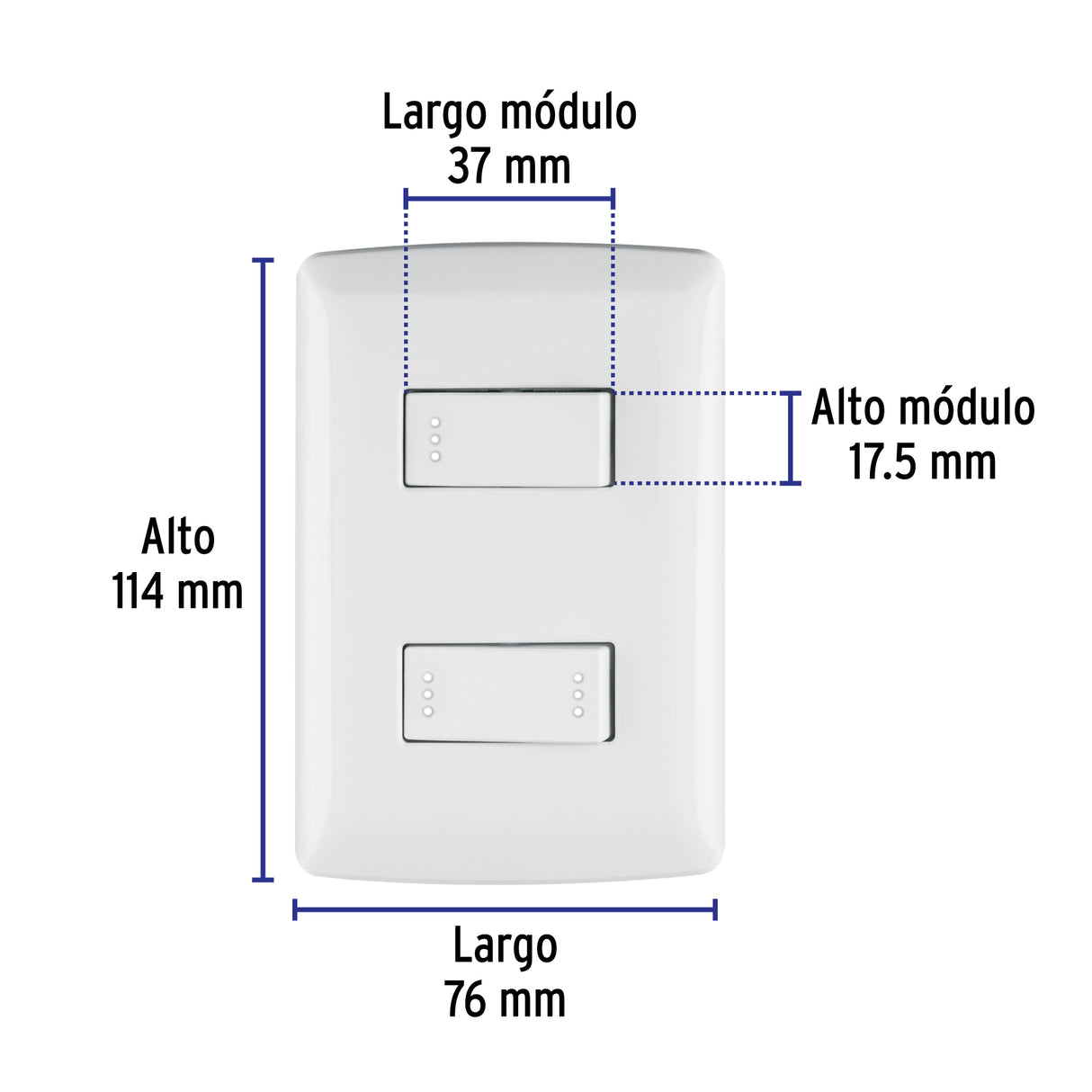 Placa Armada 1 Interruptor 1 Escalera, Blanco, Línea Italiana