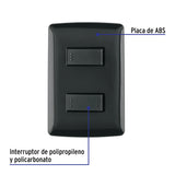 Placa Armada 1 Interruptor 1 Escalera, Negro, Línea Italiana