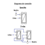 Placa Armada 1 Interruptor 1 Escalera, Negro, Línea Italiana