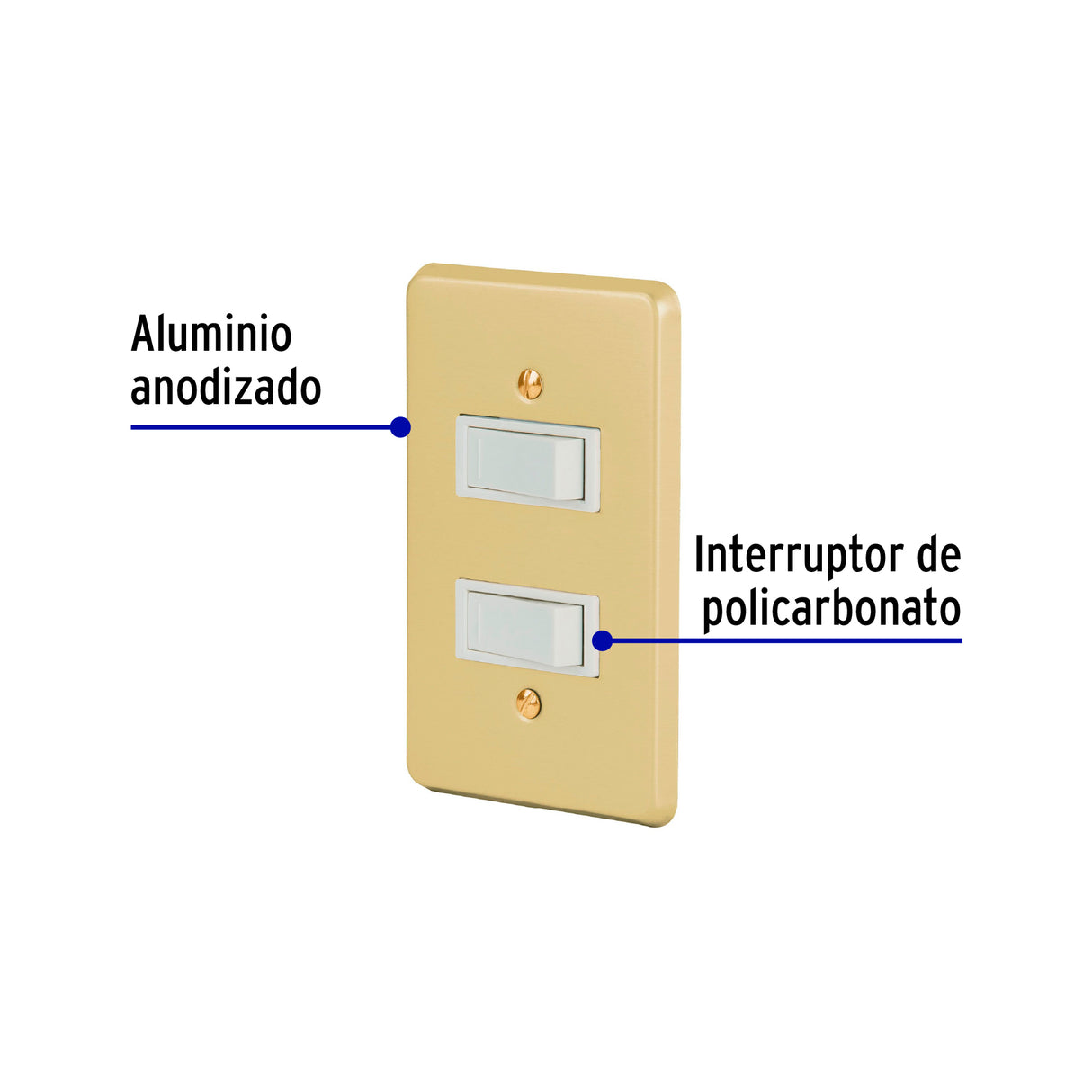 Placa Armada 2 Interruptores Sencillos, Línea Económica