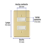 Placa Armada 2 Interruptores Sencillos, Línea Económica