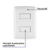 Placa Armada, 2interruptores Sencillos, Blanco, Línea Italiana