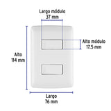 Placa Armada, 2interruptores Sencillos, Blanco, Línea Italiana