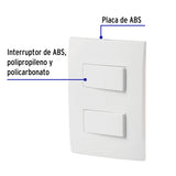 Placa Armada 2 Interruptores Sencillos, Línea Oslo, Blanco