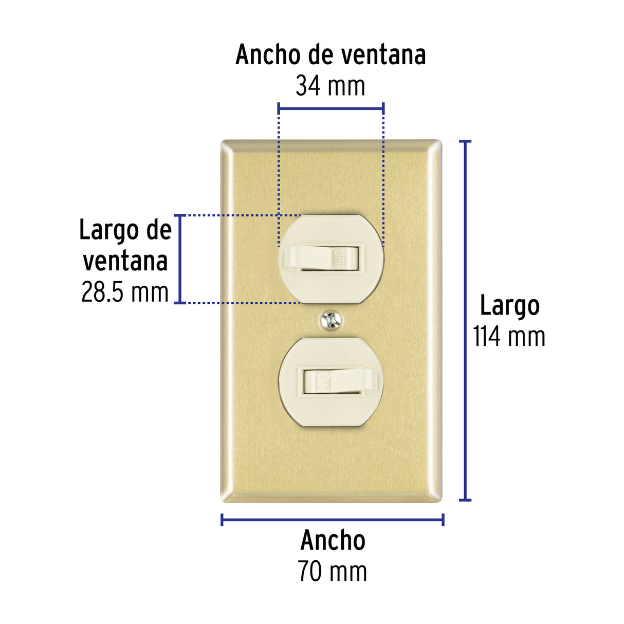Placa Armada 2 Interruptor Sencillo, Línea Standard, Aluminio
