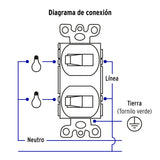 Placa Armada 2 Interruptor Sencillo, Línea Standard, Aluminio