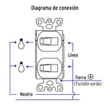Placa Armada 2 Interruptores Sencillo, Línea Standard, Marfil