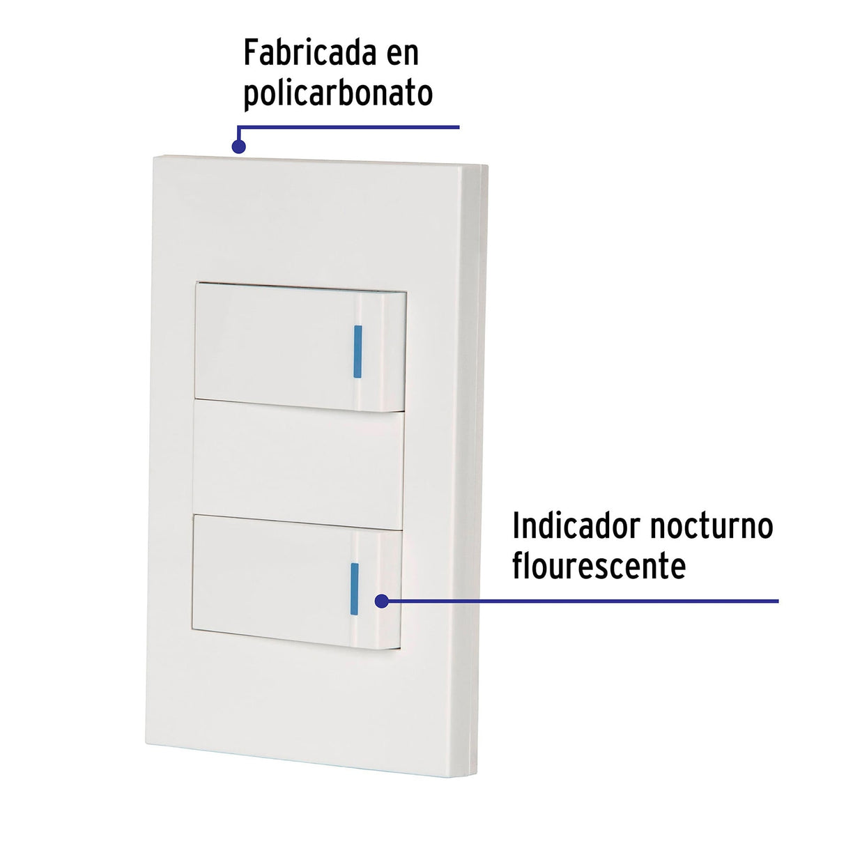 Placa Armada 2 Interruptores, 1 Módulo, Española, Blanco