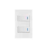 Placa Armada 2 Interruptores 1DE 3VÍAS, 1 Mod, Española, Blanco
