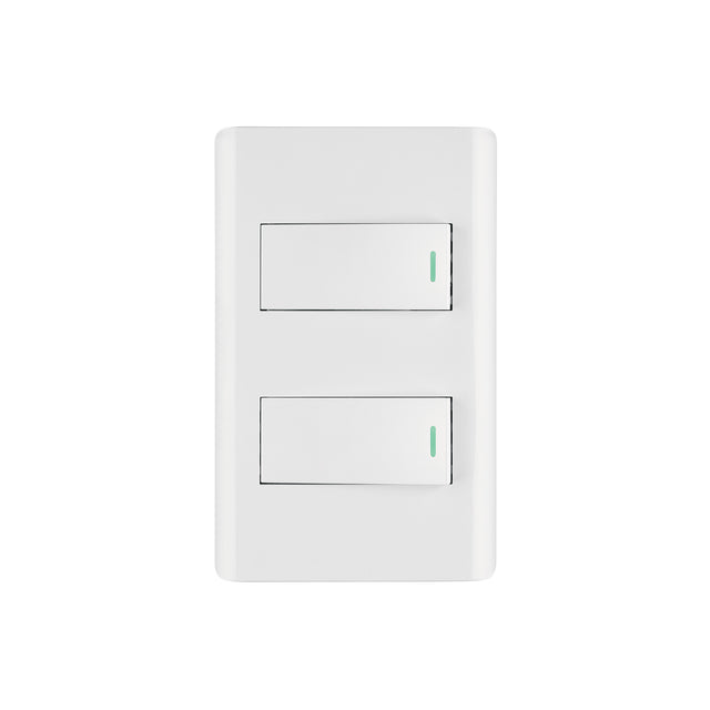 Placa armada blanca 1 interruptor y 1 de 3 vías 1 mód, Lisboa