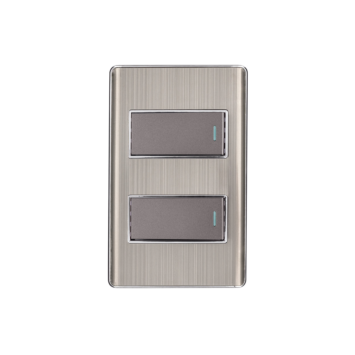 Placa armada acero inox con 2 interruptores 1 módulo, Lisboa
