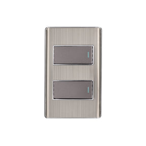 Placa armada acero inox con 2 interruptores 1 módulo, Lisboa