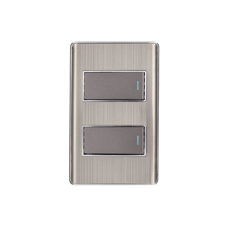 Placa armada acero inox con 2 interruptores 1 módulo, Lisboa
