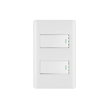 Placa armada blanca con 2 interruptores 1 módulo, Lisboa