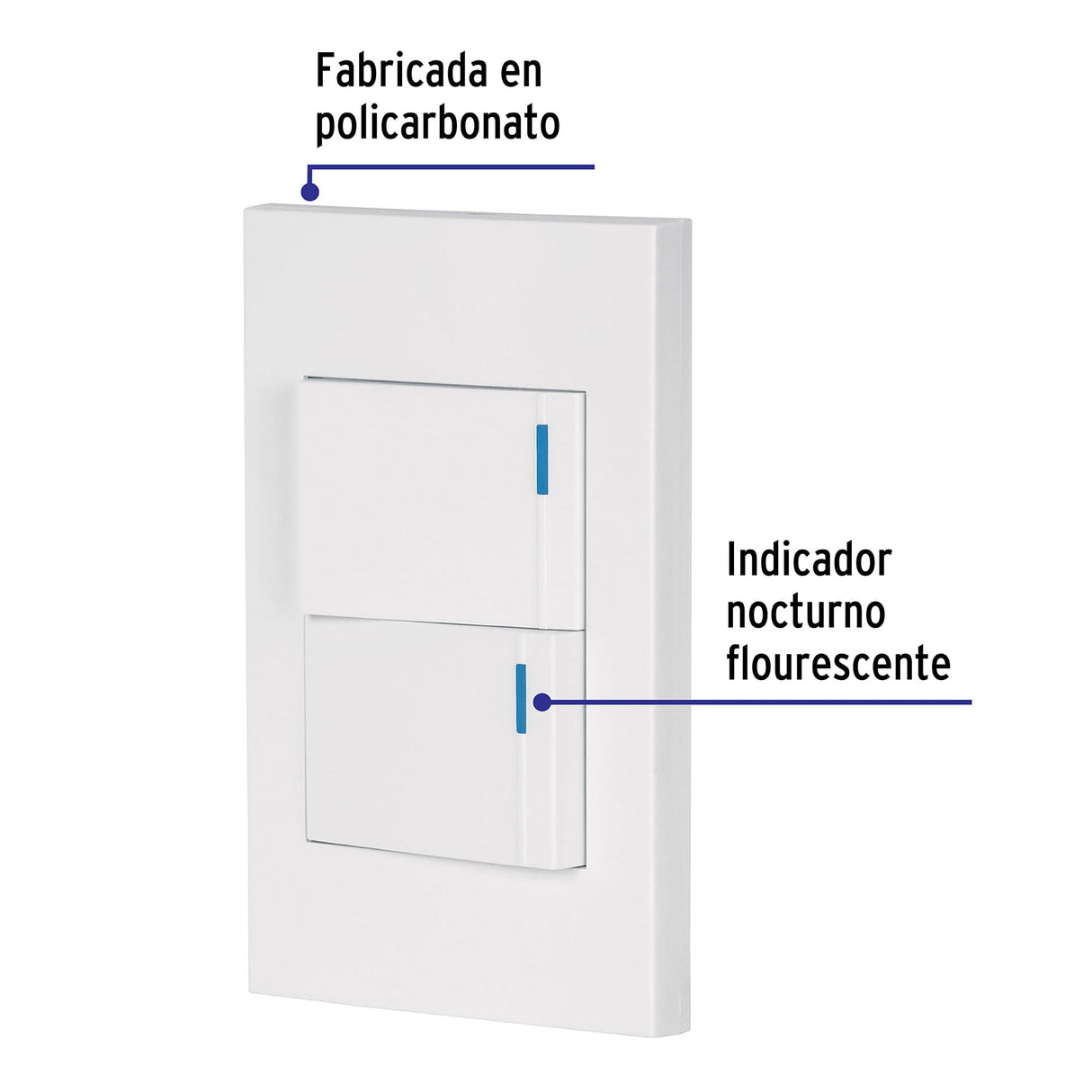 Placa Armada 2 Interruptores, 1.5 Módulos, Española, Blanco