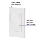 Placa Armada 2 Interruptores, 1.5 Módulos, Española, Blanco