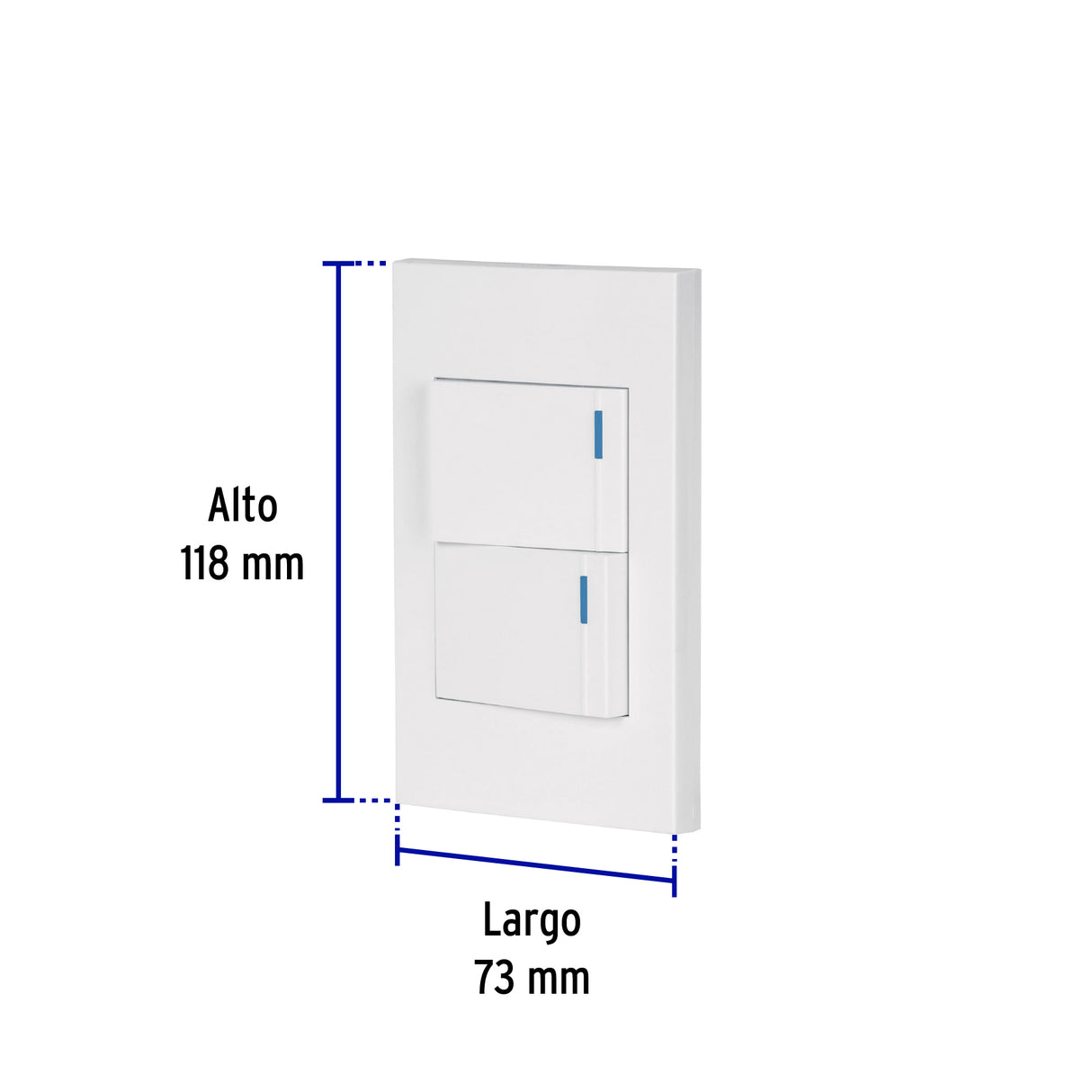 Placa Armada 2 Interruptores, 1.5 Módulos, Española, Blanco