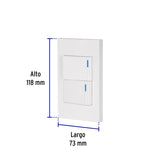 Placa Armada 2 Interruptores, 1.5 Módulos, Española, Blanco
