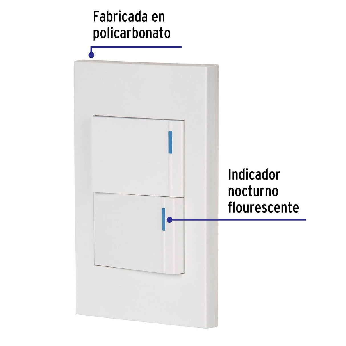 Placa Armada 2interruptores 1DE 3vías, 1.5mod, Española Blanco