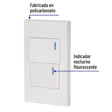 Placa Armada 2interruptores 1DE 3vías, 1.5mod, Española Blanco