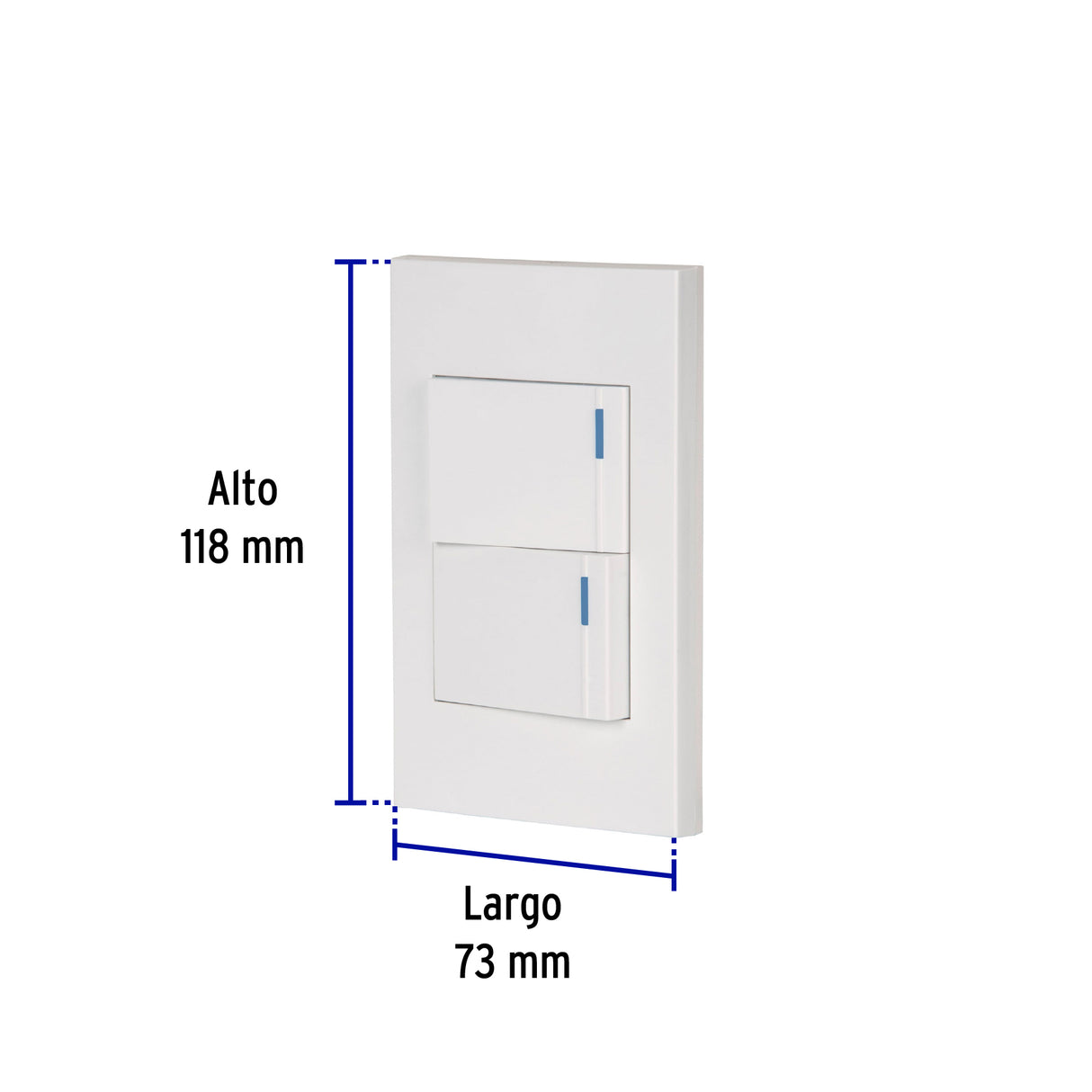 Placa Armada 2interruptores 1DE 3vías, 1.5mod, Española Blanco