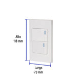 Placa Armada 2interruptores 1DE 3vías, 1.5mod, Española Blanco
