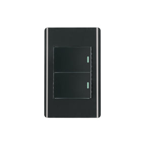 Placa armada negra 1 interruptor y 1 de 3vías 1.5mód, Lisboa