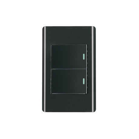 Placa armada negra 1 interruptor y 1 de 3vías 1.5mód, Lisboa
