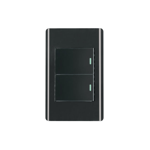 Placa armada negra 1 interruptor y 1 de 3vías 1.5mód, Lisboa