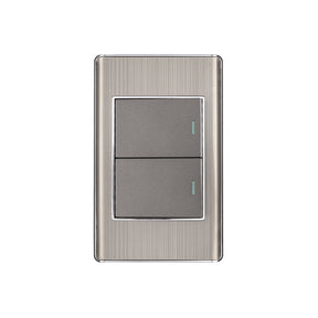 Placa armada acero inox 2 interruptores 1.5 módulos, Lisboa