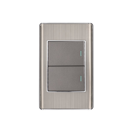 Placa armada acero inox 2 interruptores 1.5 módulos, Lisboa