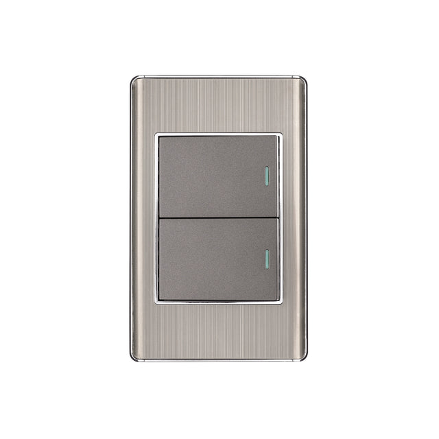 Placa armada acero inox 2 interruptores 1.5 módulos, Lisboa
