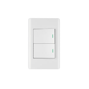 Placa armada blanca 2 interruptores 1.5 módulos, Lisboa